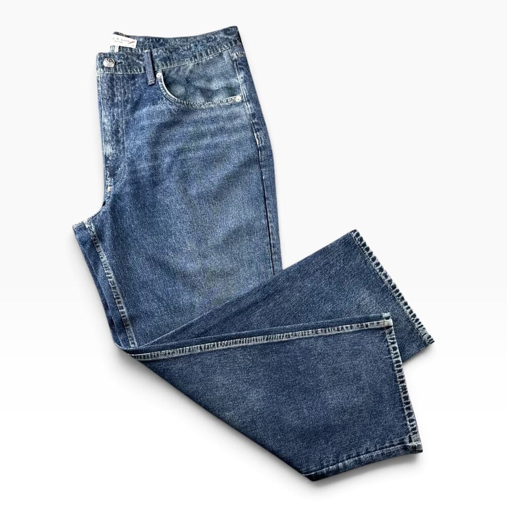 Rag & Bone Miramar Sofie Wide Leg Terry Sweatpant Jeans Womens 34 NWT Blue
